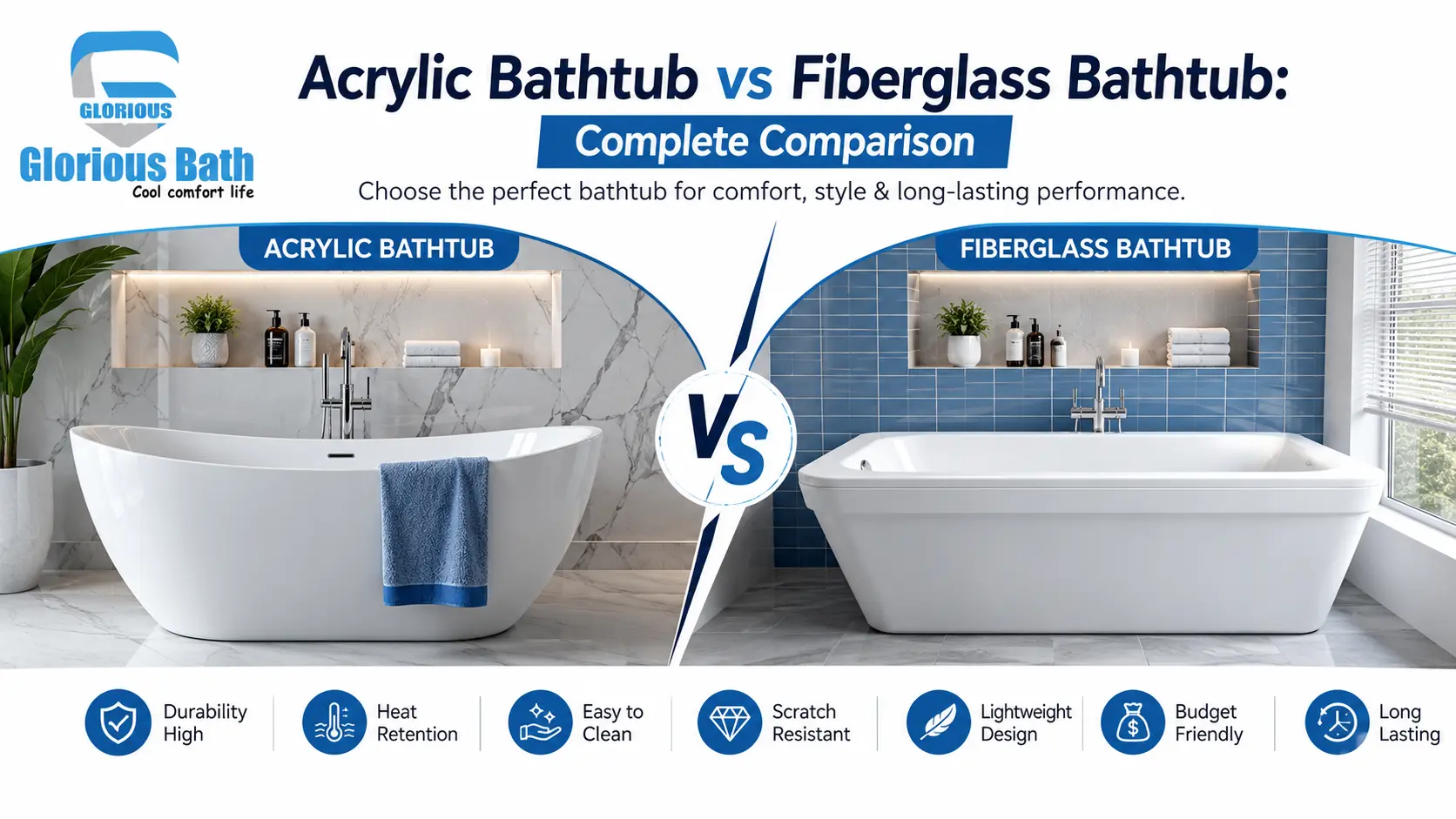 You are currently viewing Acrylic Bathtub vs Fiberglass Bathtub: Complete Comparison